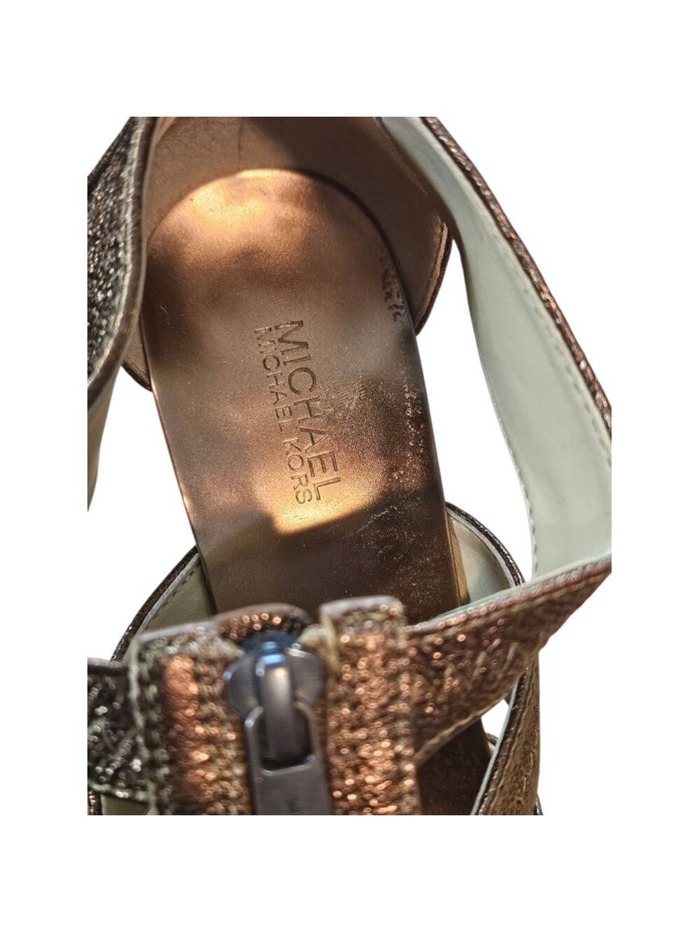 Michael Kors Bronze Metallic Zipper Heels - Picture 15 of 16
